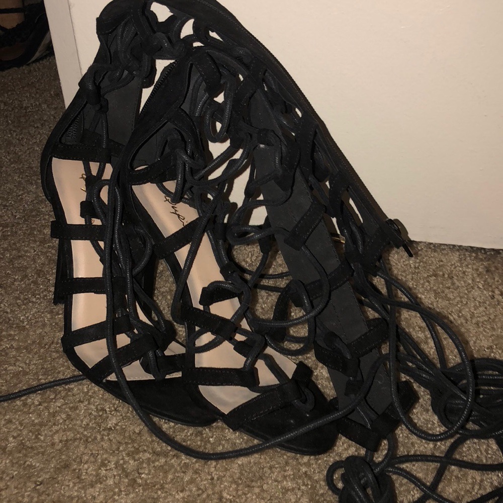 Lace up high heels